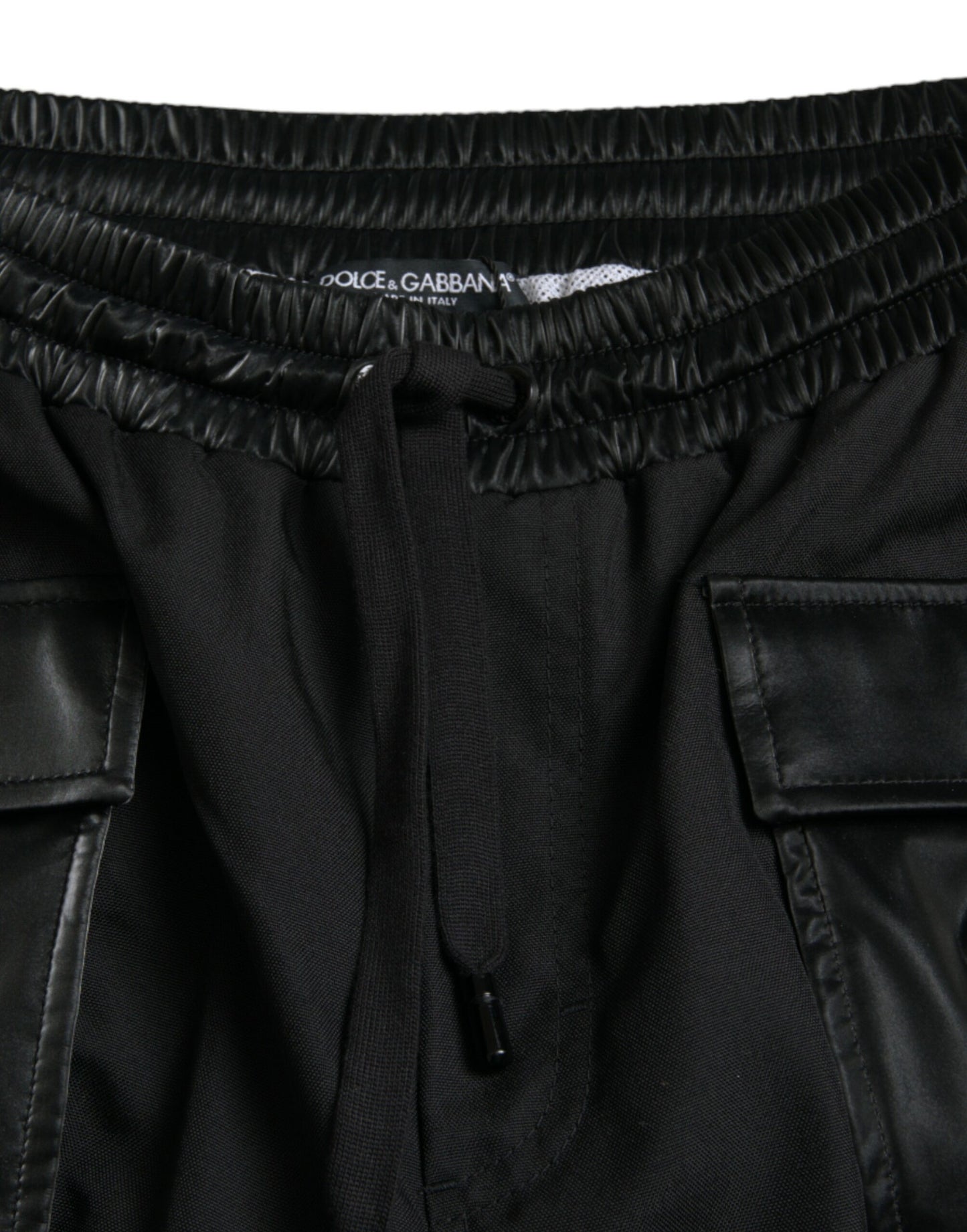 Dolce & Gabbana Svarta Nylon Cargo Jogger Herr Träningsbyxor Byxor