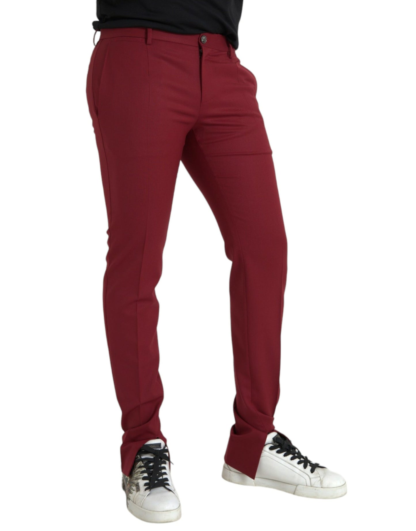 Dolce & Gabbana Röda Ull Herr Slim Fit Dressbyxor