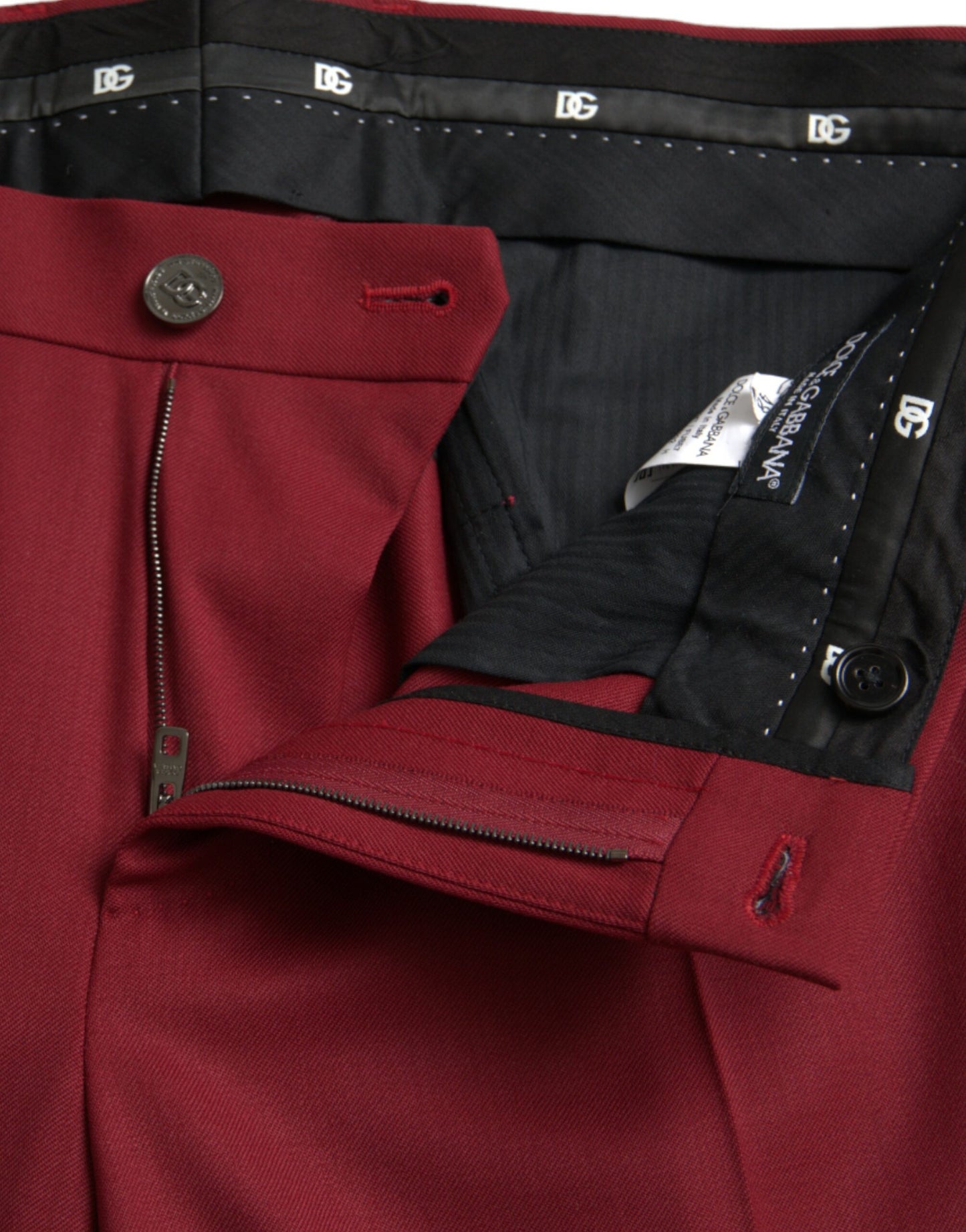 Dolce & Gabbana Röda Ull Herr Slim Fit Dressbyxor