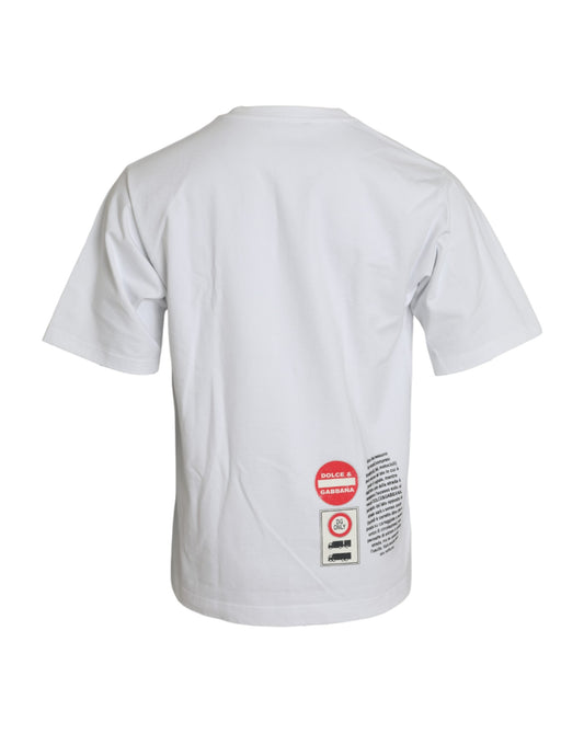 Dolce & Gabbana Vit Amor Heart Bomull Rundringad Kortärmad T-shirt