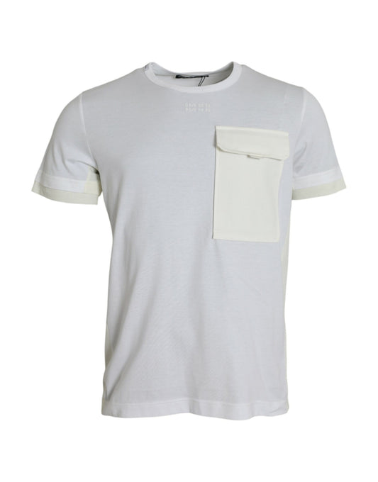Dolce & Gabbana Vit bomulls-t-shirt med korta ärmar och fickor