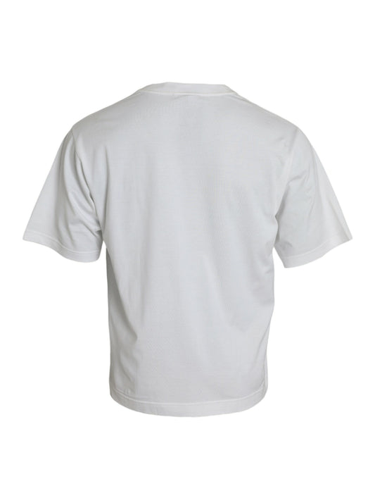 Dolce & Gabbana Vit utsmyckad bomulls-t-shirt med rund halsringning