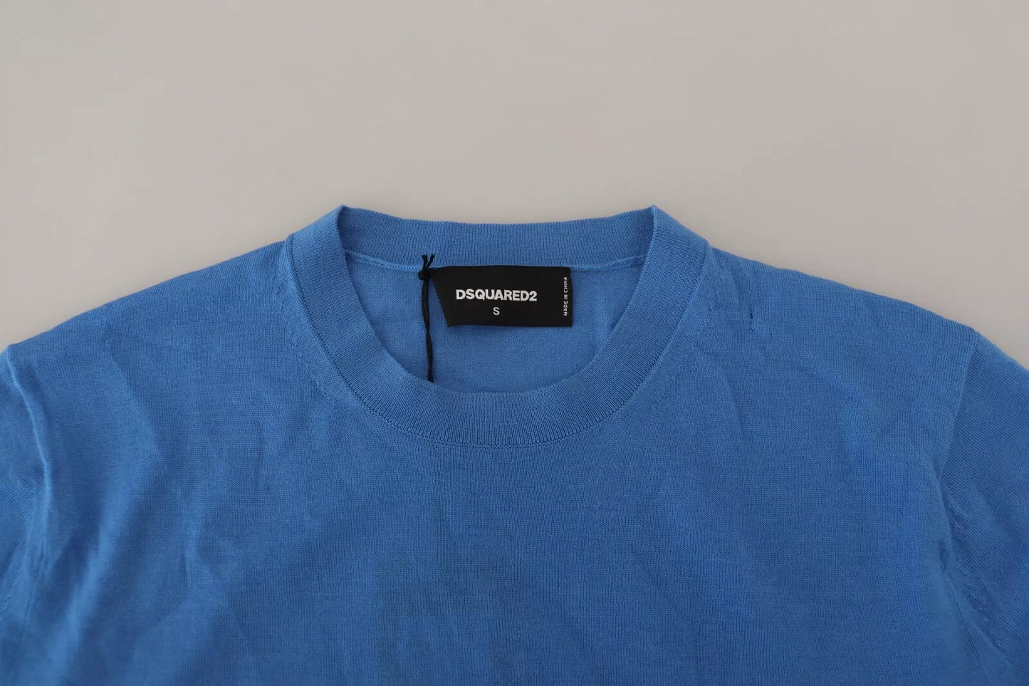 Dsquared² Blå Ull Langermet Genser med Rund Hals