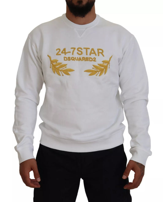 Dsquared² Vit Broderad Rundringad Sweatshirt