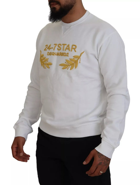 Dsquared² Vit Broderad Rundringad Sweatshirt