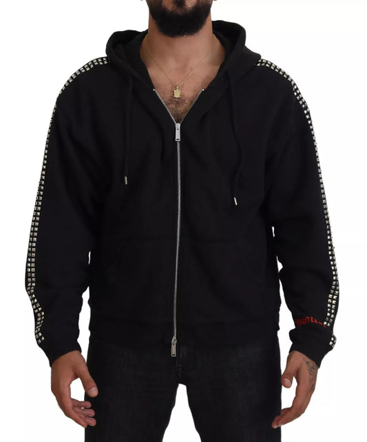 Dsquared² Svart Utsmyckad Hel Dragkedja med Huva
