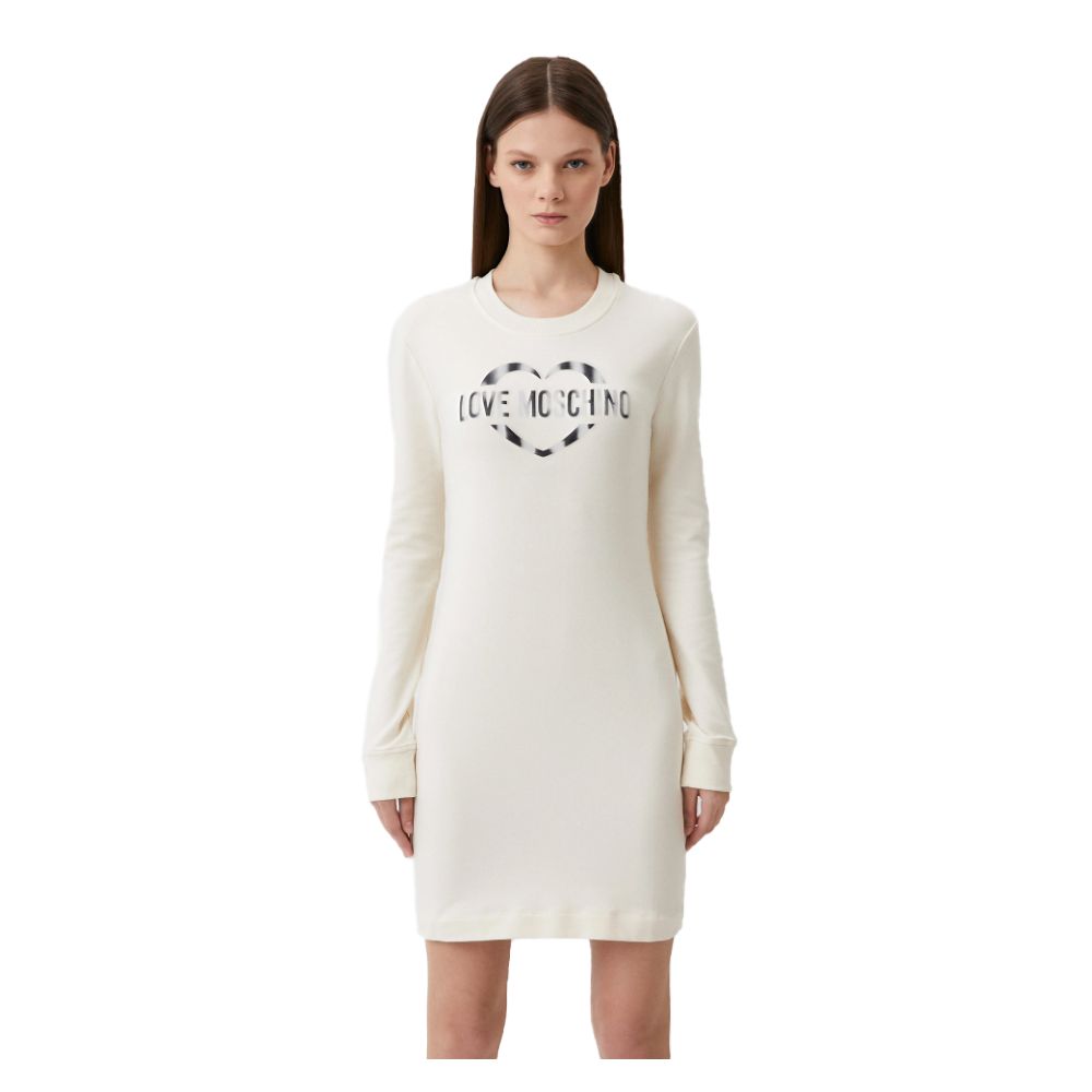 Love Moschino Chic hvit kjole i bomullsblanding med logodetaljer