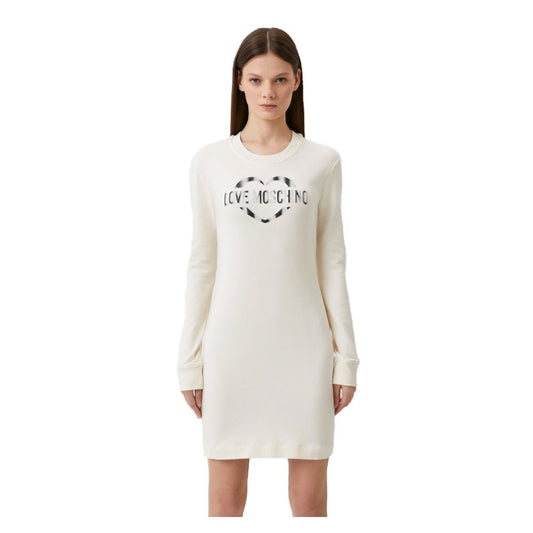Love Moschino Chic hvit kjole i bomullsblanding med logodetaljer