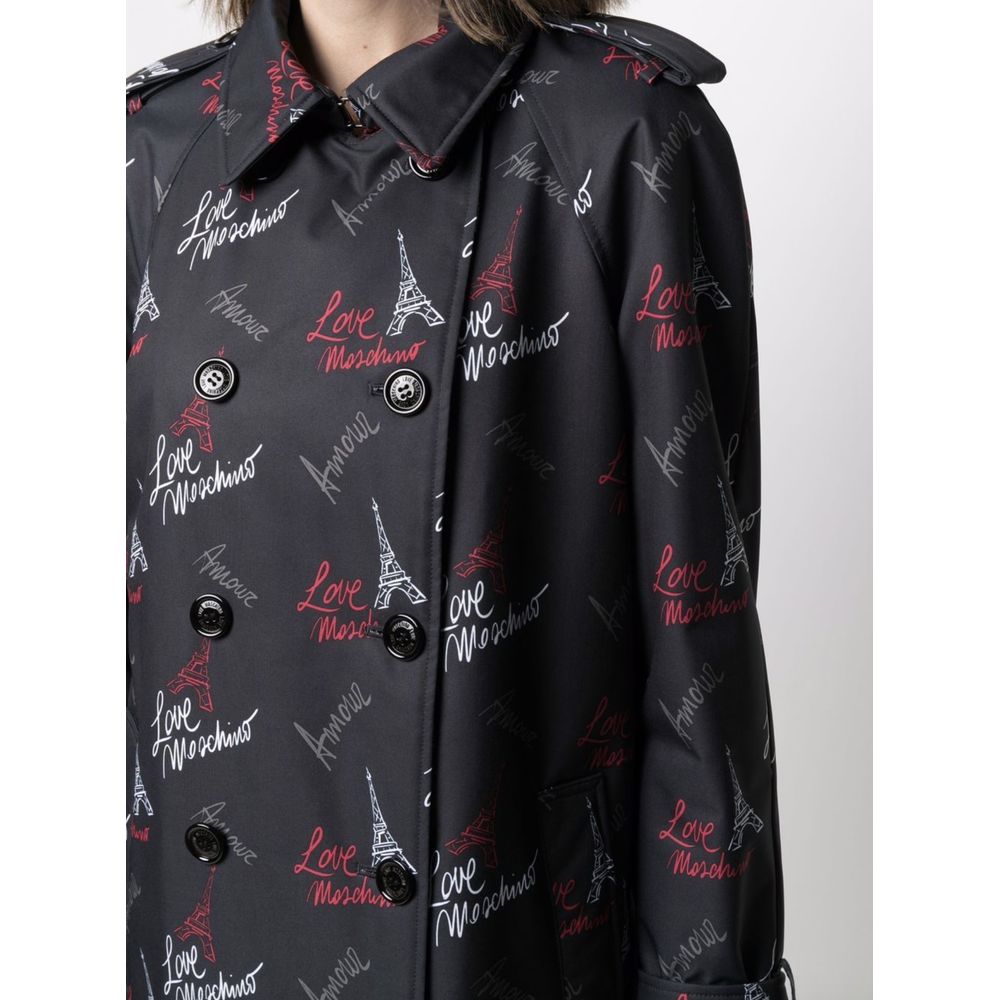 Love Moschino svart polyesterkappa för kvinnor