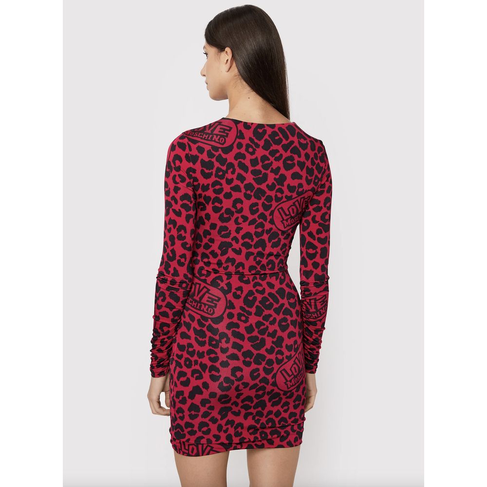 Love Moschino Chic Leopardklänning i rosa och svart