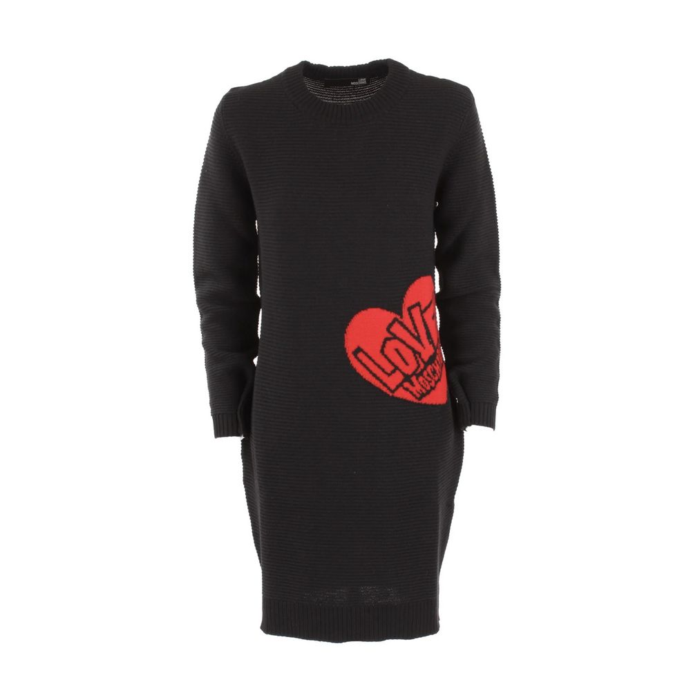 Love Moschino Chic hjertemønster strikket kjole i ullblanding