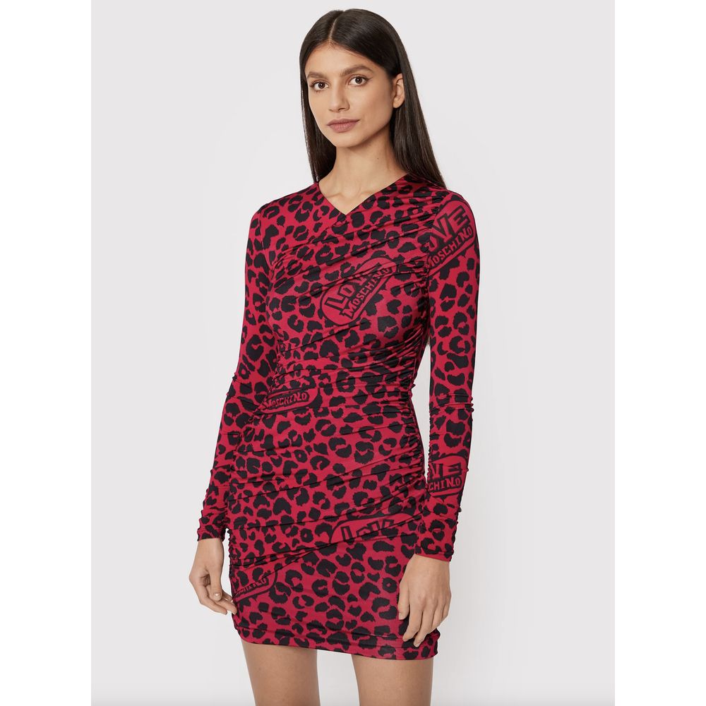 Love Moschino Chic Leopardklänning i rosa och svart