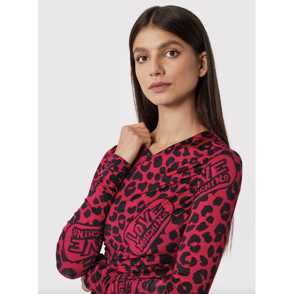 Love Moschino Chic Leopardklänning i rosa och svart