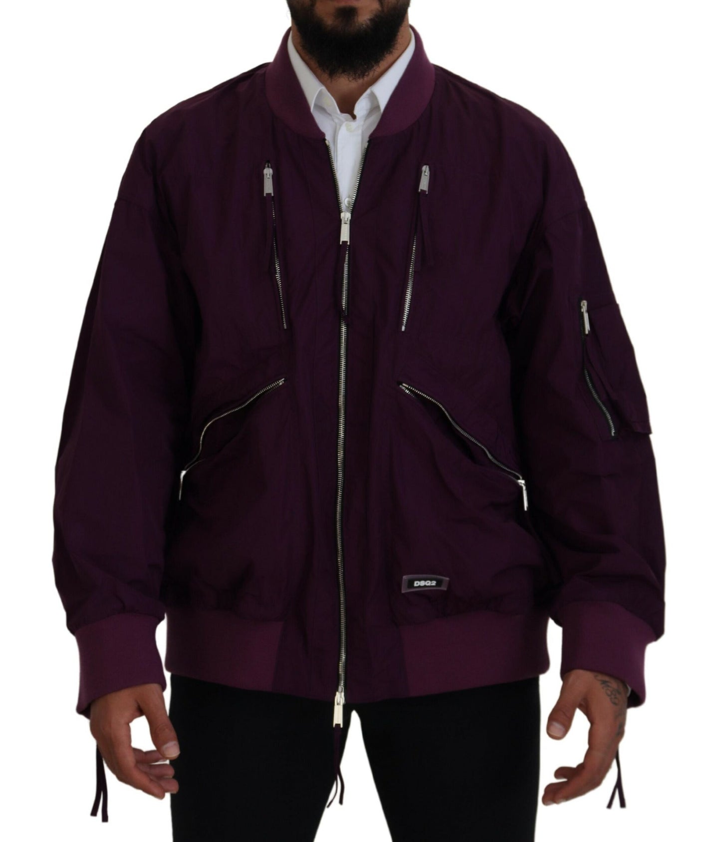 Dsquared² lilla polyester bomberjakke med glidelås