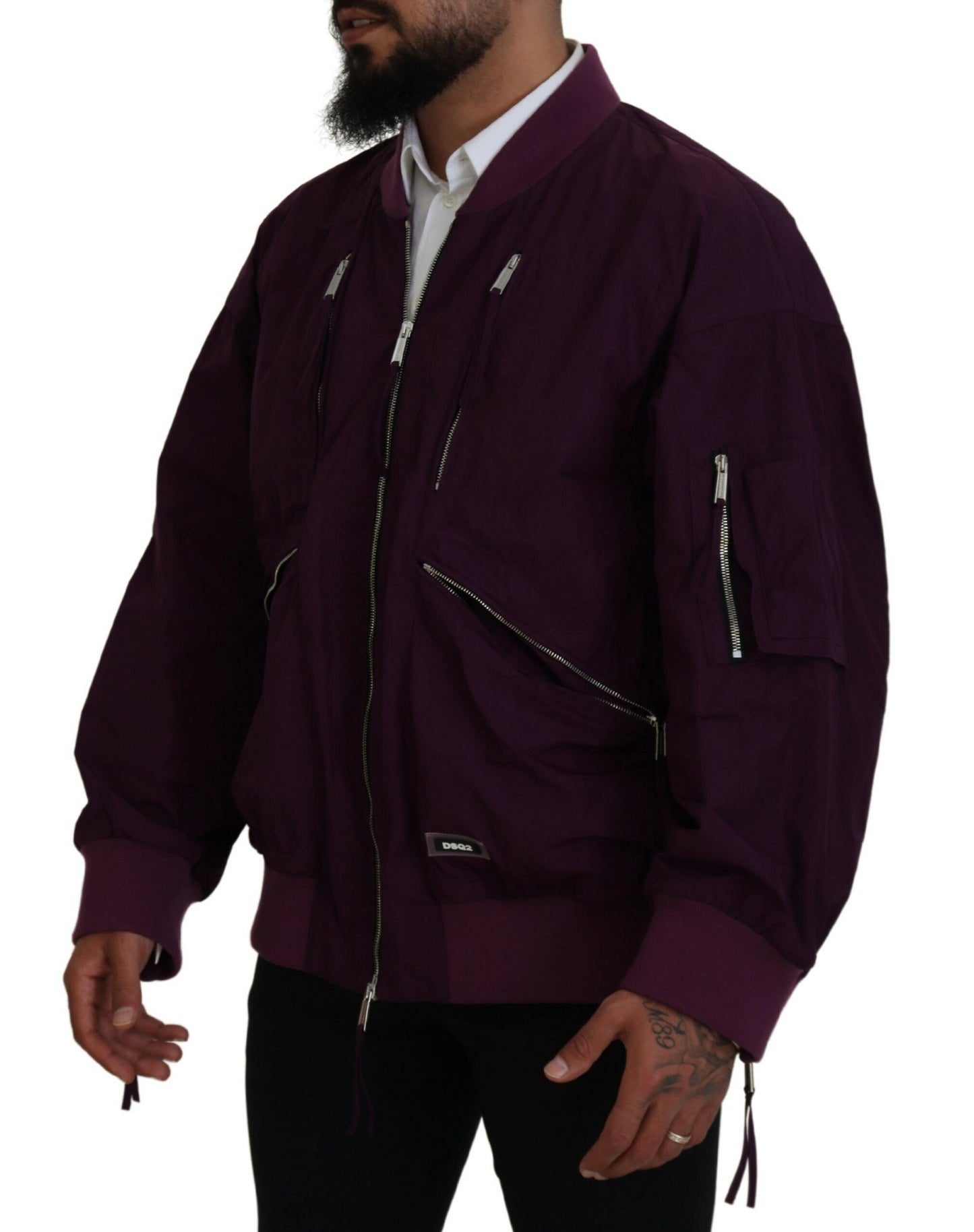 Dsquared² lilla polyester bomberjakke med glidelås