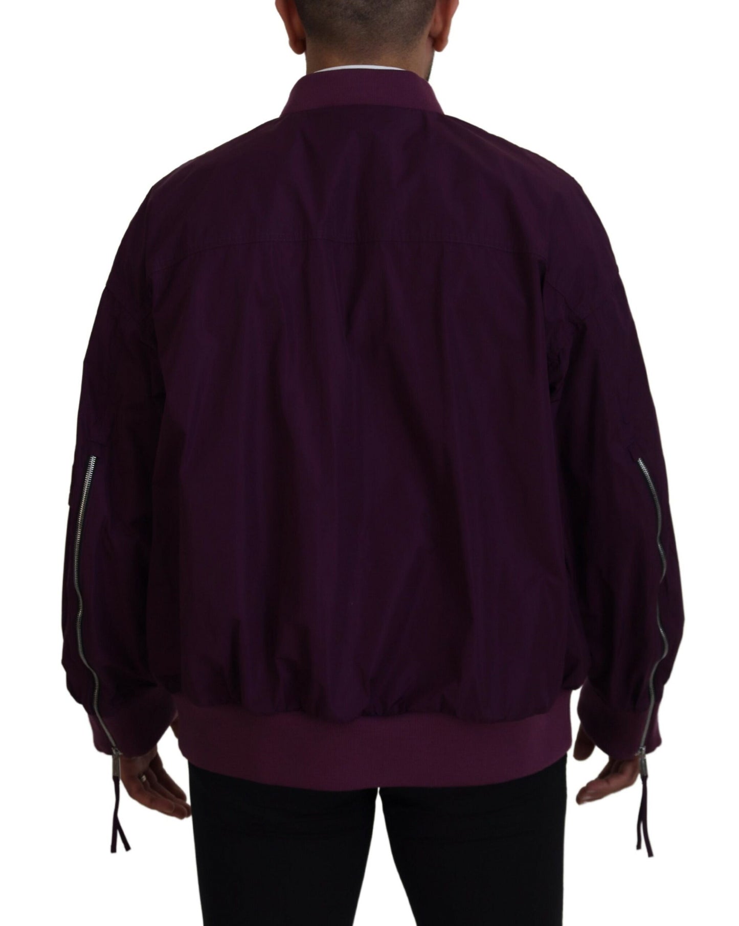 Dsquared² lilla polyester bomberjakke med glidelås