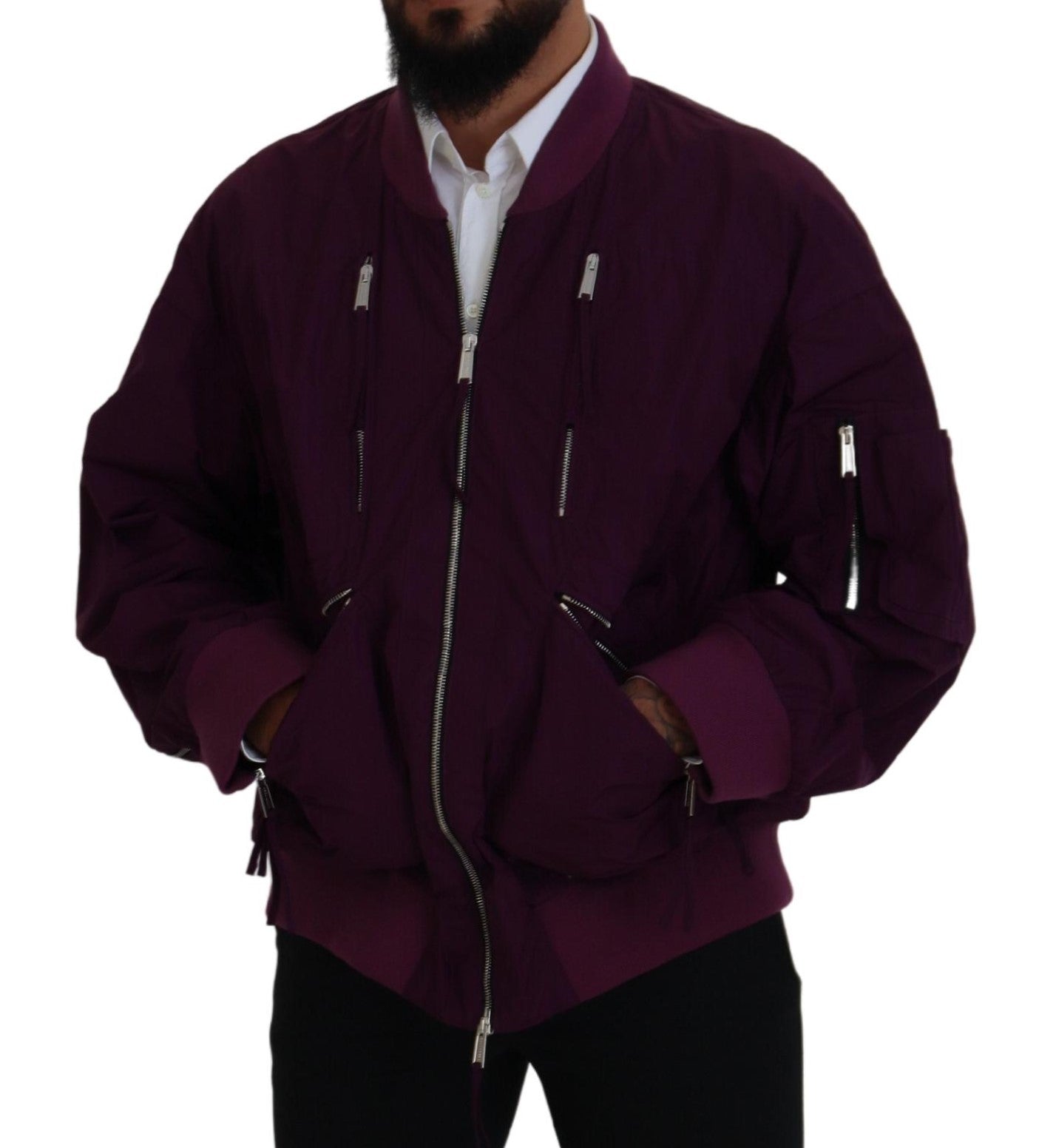 Dsquared² lilla polyester bomberjakke med glidelås