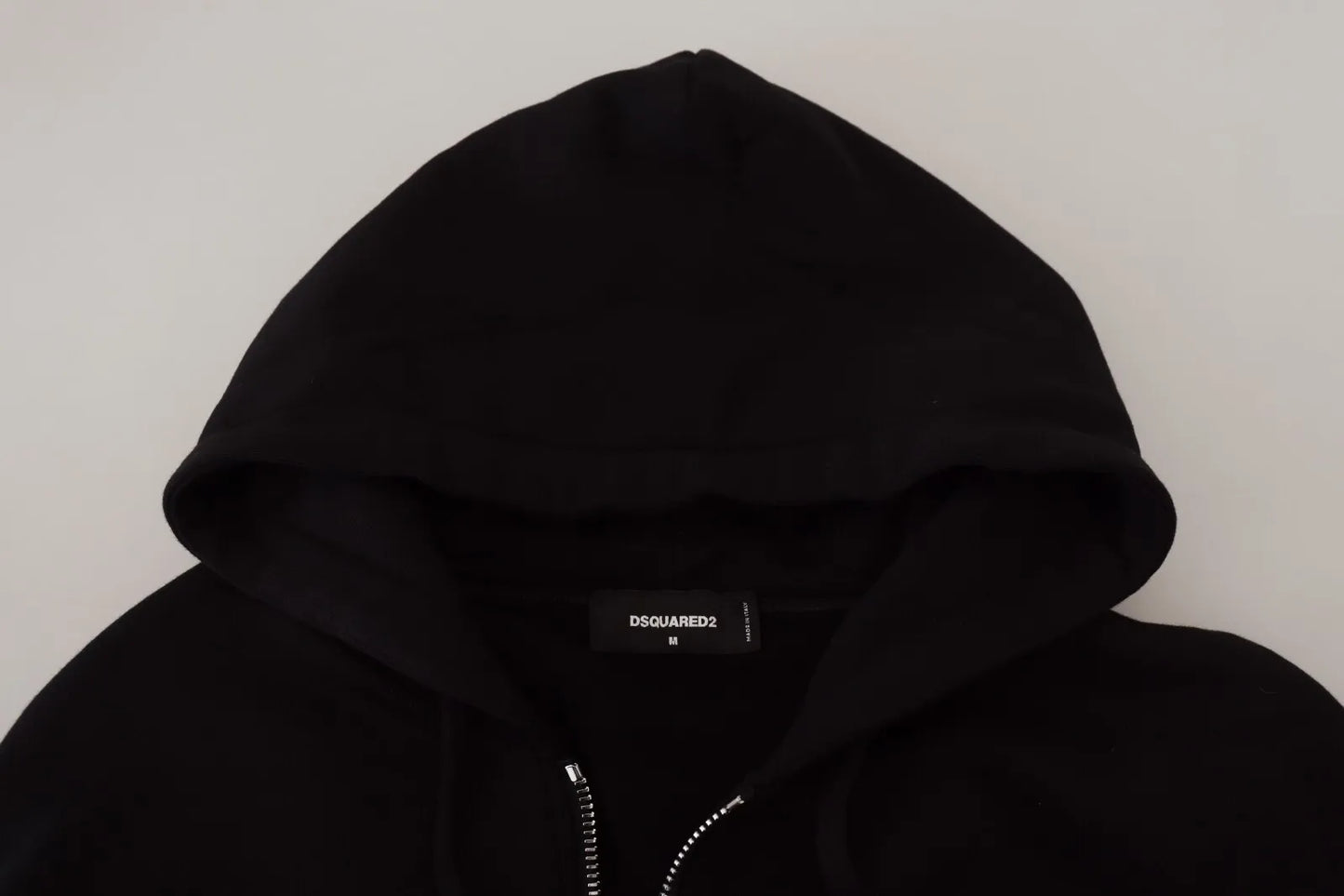 Dsquared² Svart Huvtröja med Hel Dragkedja och Mönstrade Ärmar