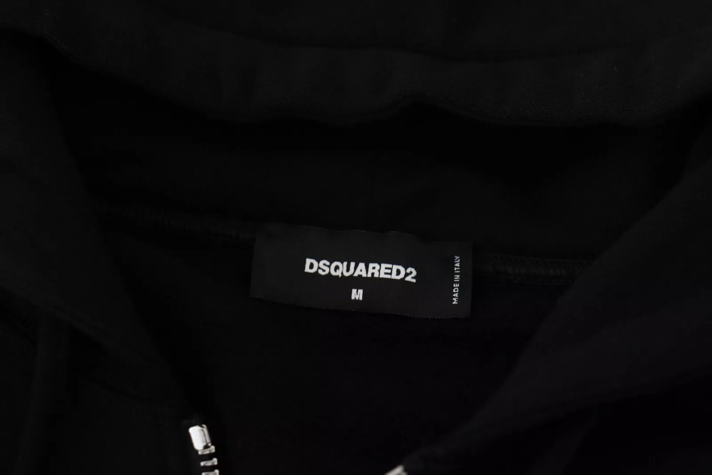 Dsquared² Svart Huvtröja med Hel Dragkedja och Mönstrade Ärmar