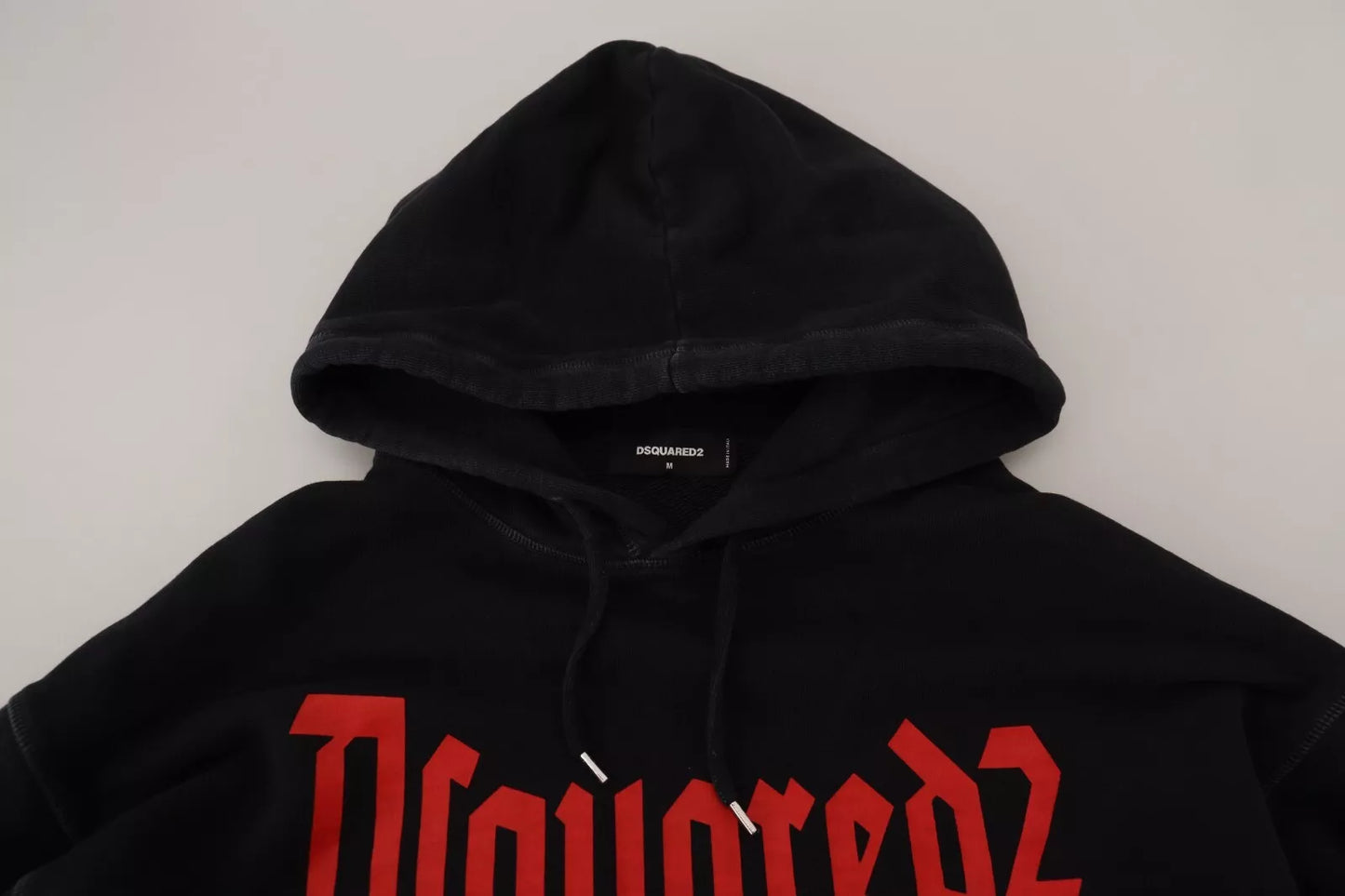 Dsquared² Svart bomullströja med huva och tryck för män
