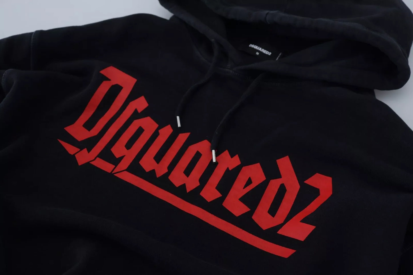 Dsquared² Svart bomullströja med huva och tryck för män