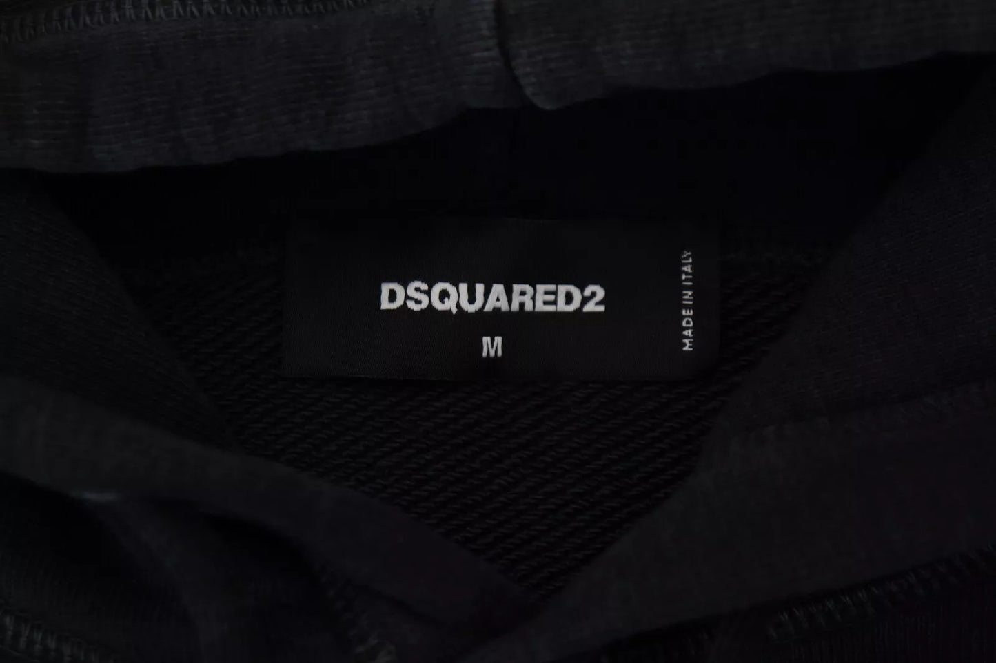 Dsquared² Svart bomullströja med huva och tryck för män