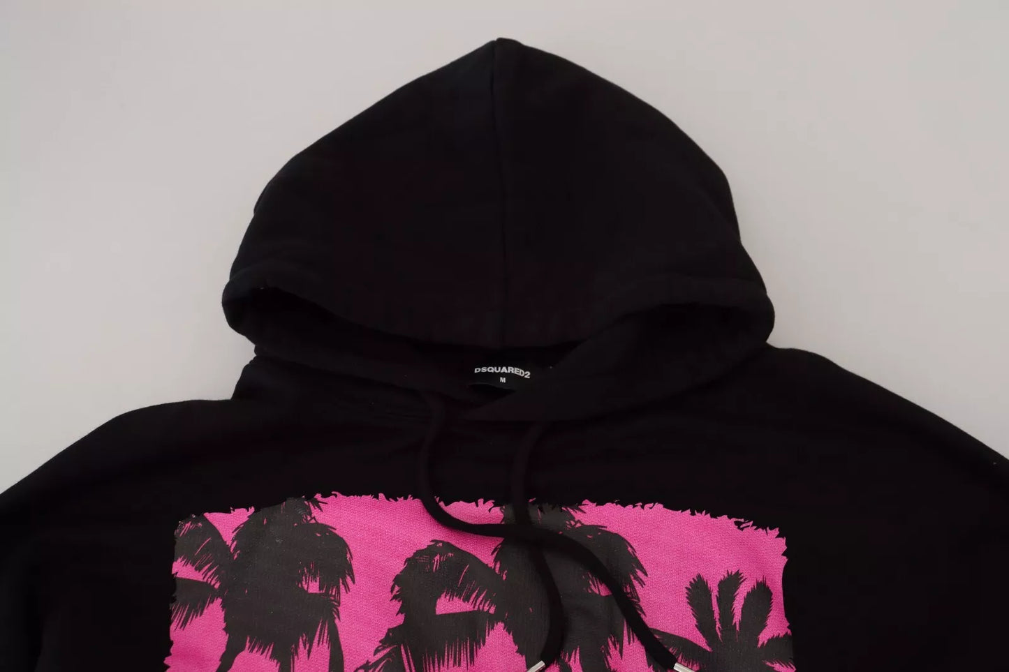 Dsquared² Svart bomullströja med huva och tryck för män