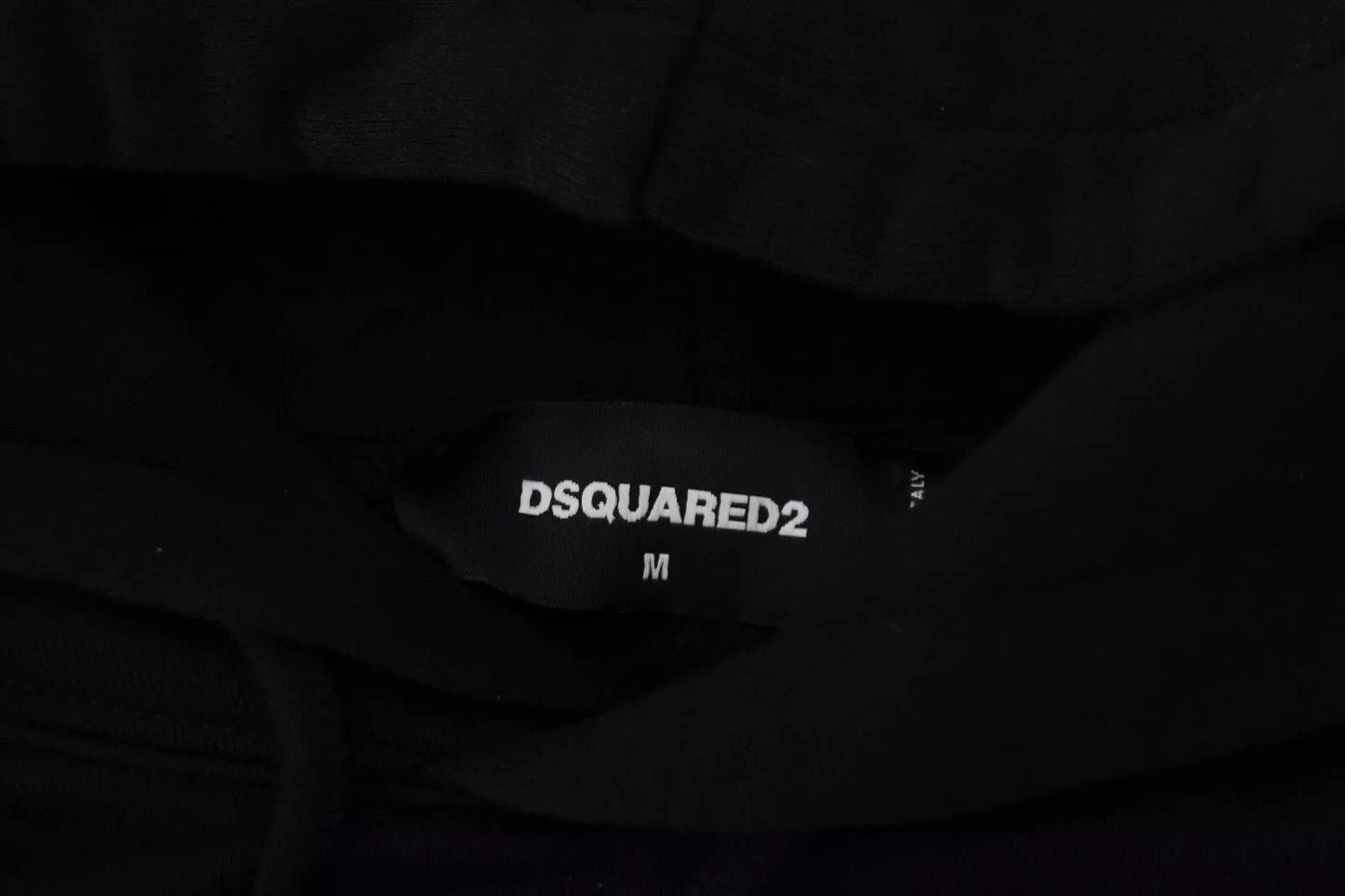 Dsquared² Svart bomullströja med huva och tryck för män