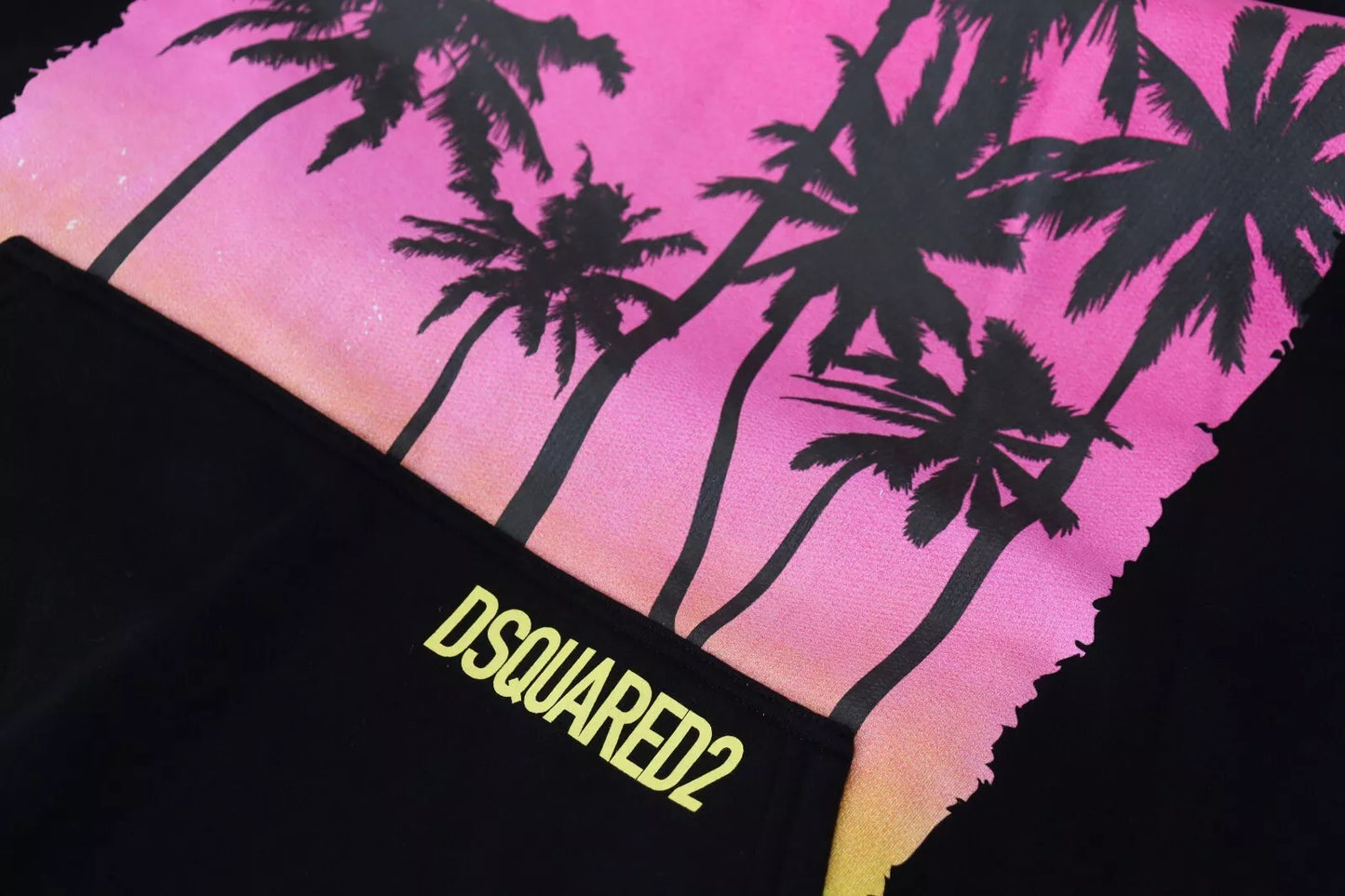 Dsquared² Svart bomullströja med huva och tryck för män