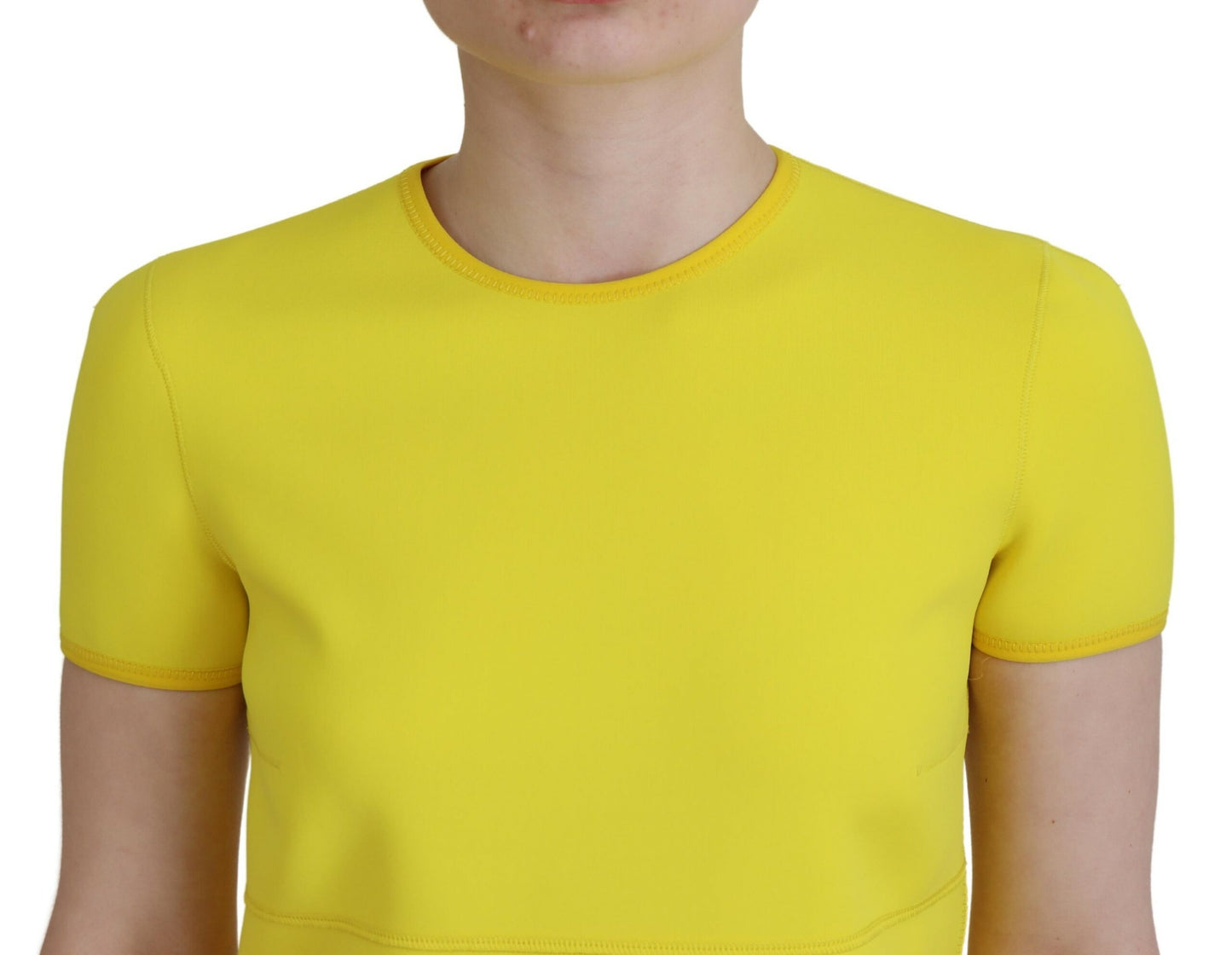 Dsquared² Gul Nylon Kortärmad Rund Hals Miniklänning