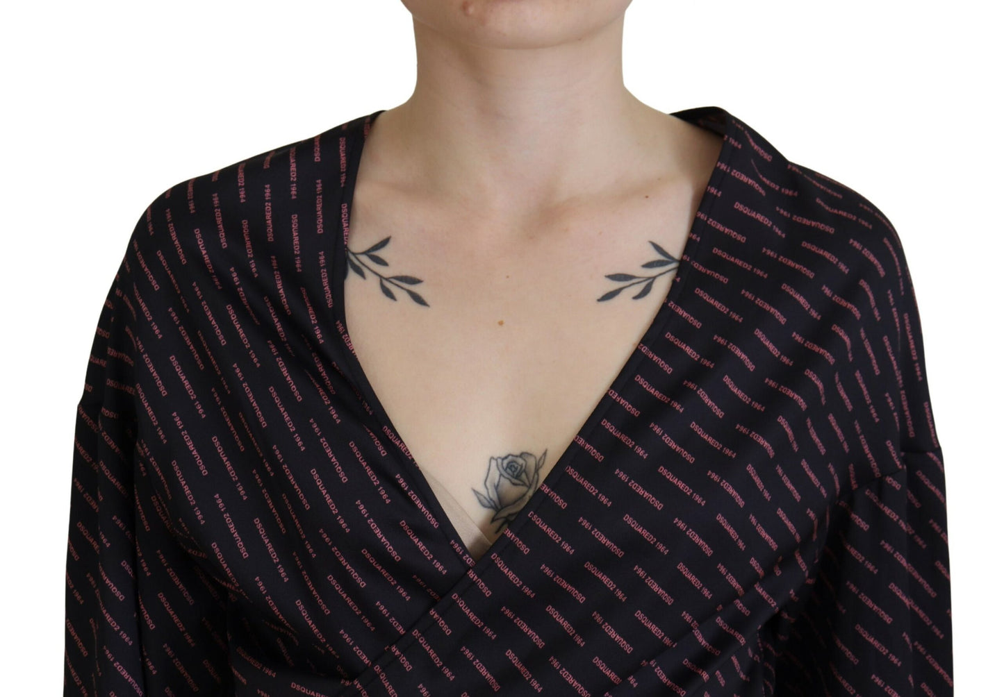 Dsquared² Svart Polyester Cropped Blus med Logotyptryck