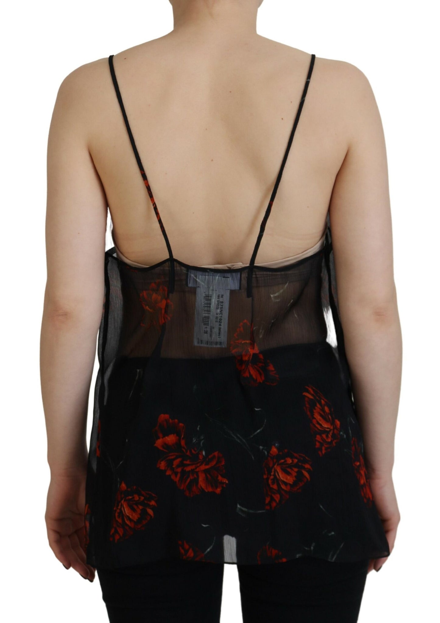 Dsquared² Svart Blommigt Linne med Spaghettiband