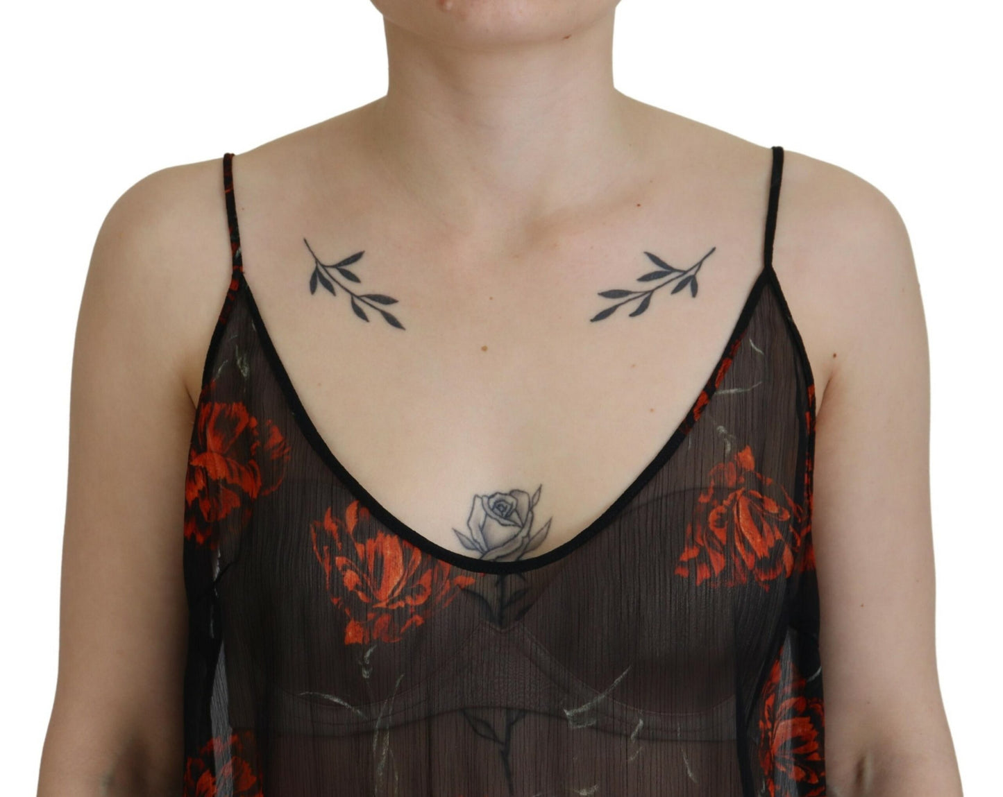 Dsquared² Svart Blommigt Linne med Spaghettiband