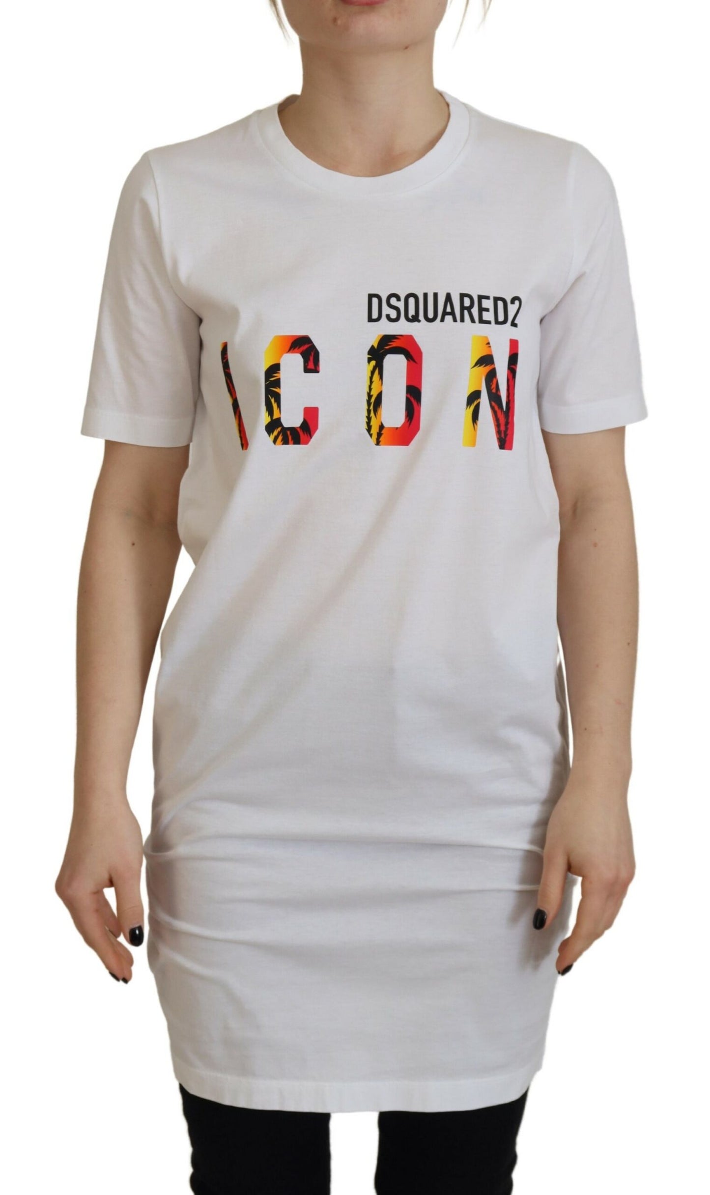 Dsquared² Vit bomulls-t-shirt med logotyptryck och rund hals