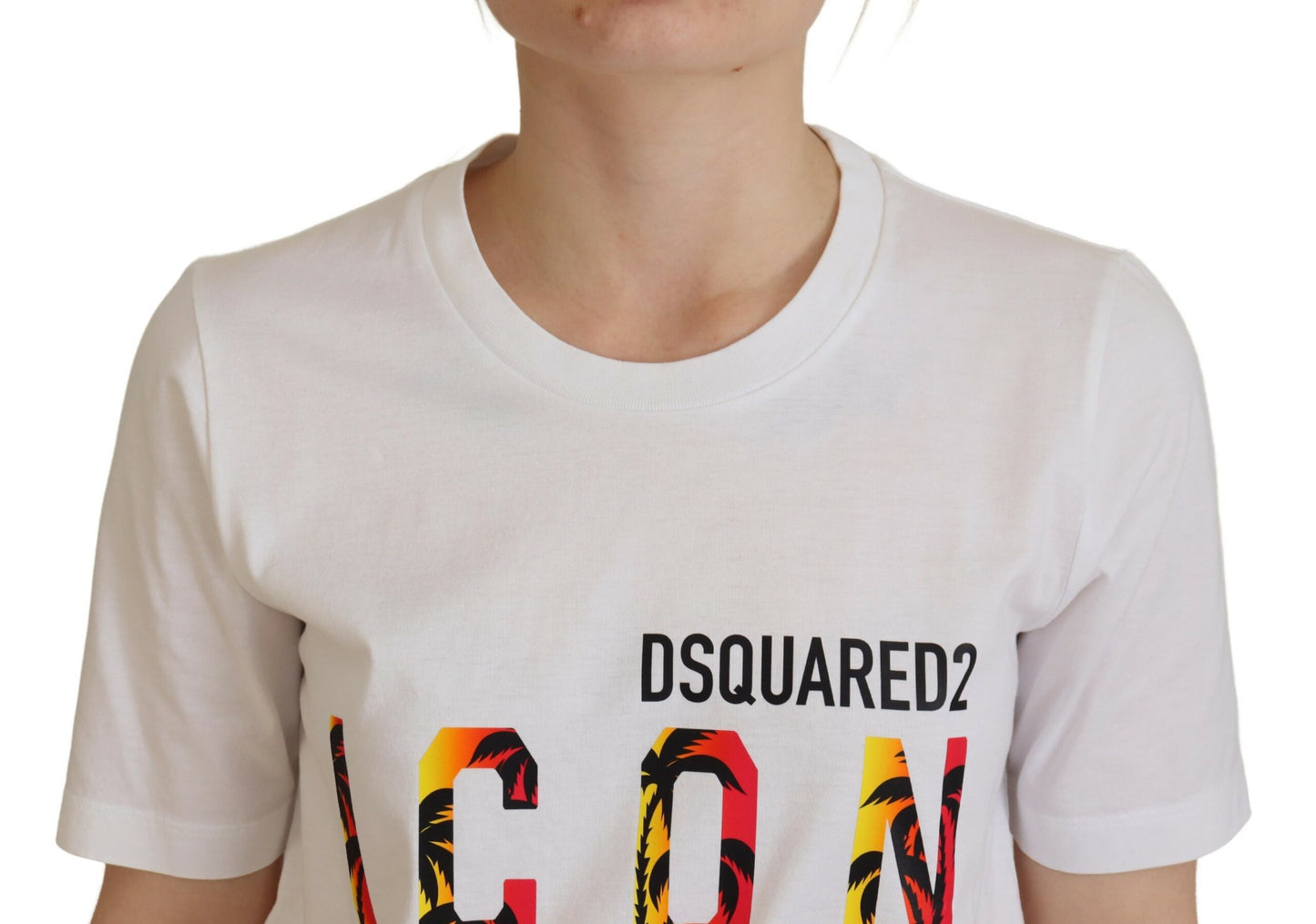 Dsquared² Vit bomulls-t-shirt med logotyptryck och rund hals