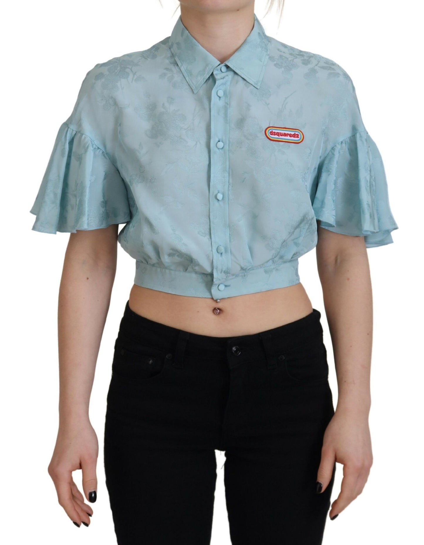Dsquared² Blå Krageknappad Kortärmad Topp