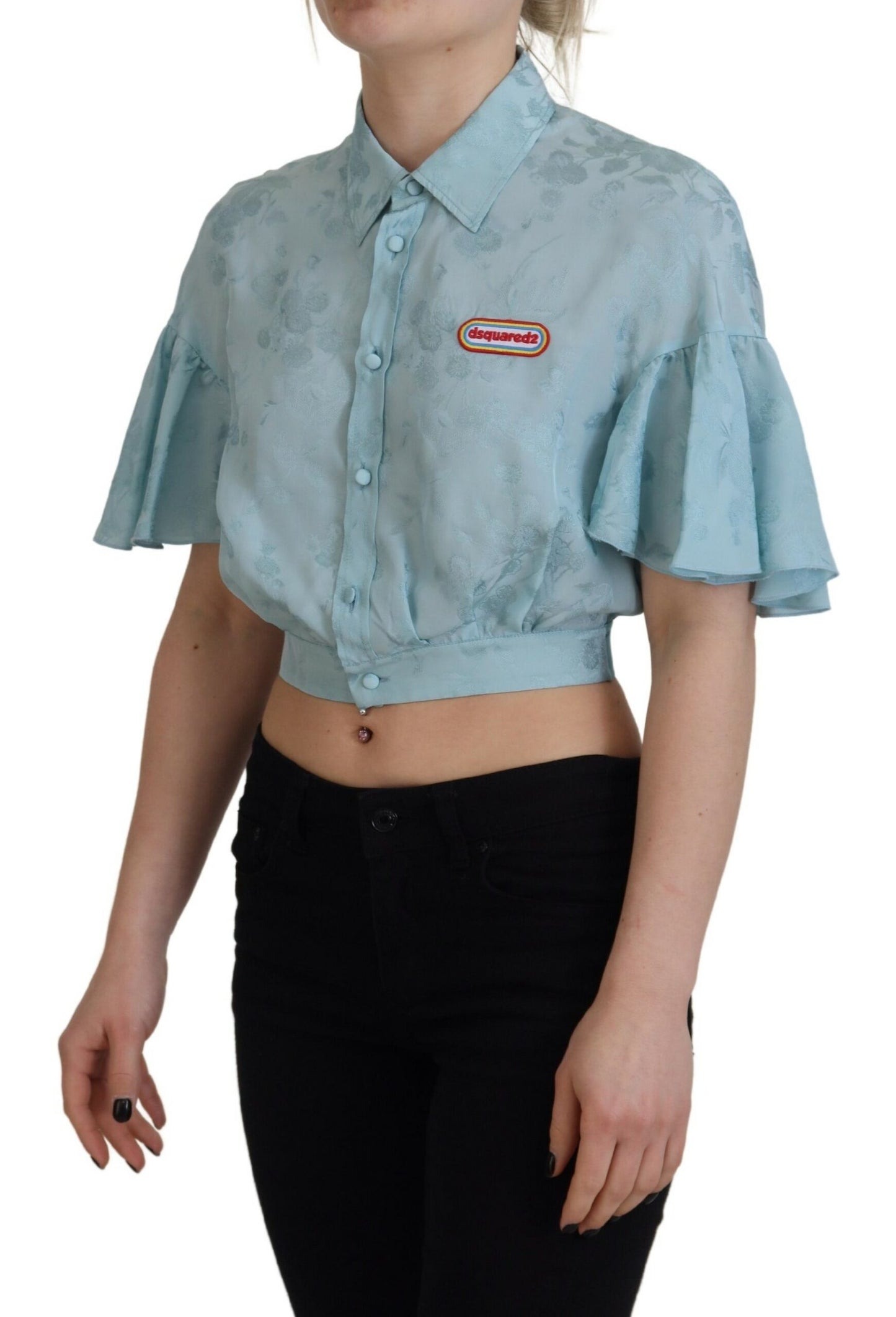 Dsquared² Blå Krageknappad Kortärmad Topp