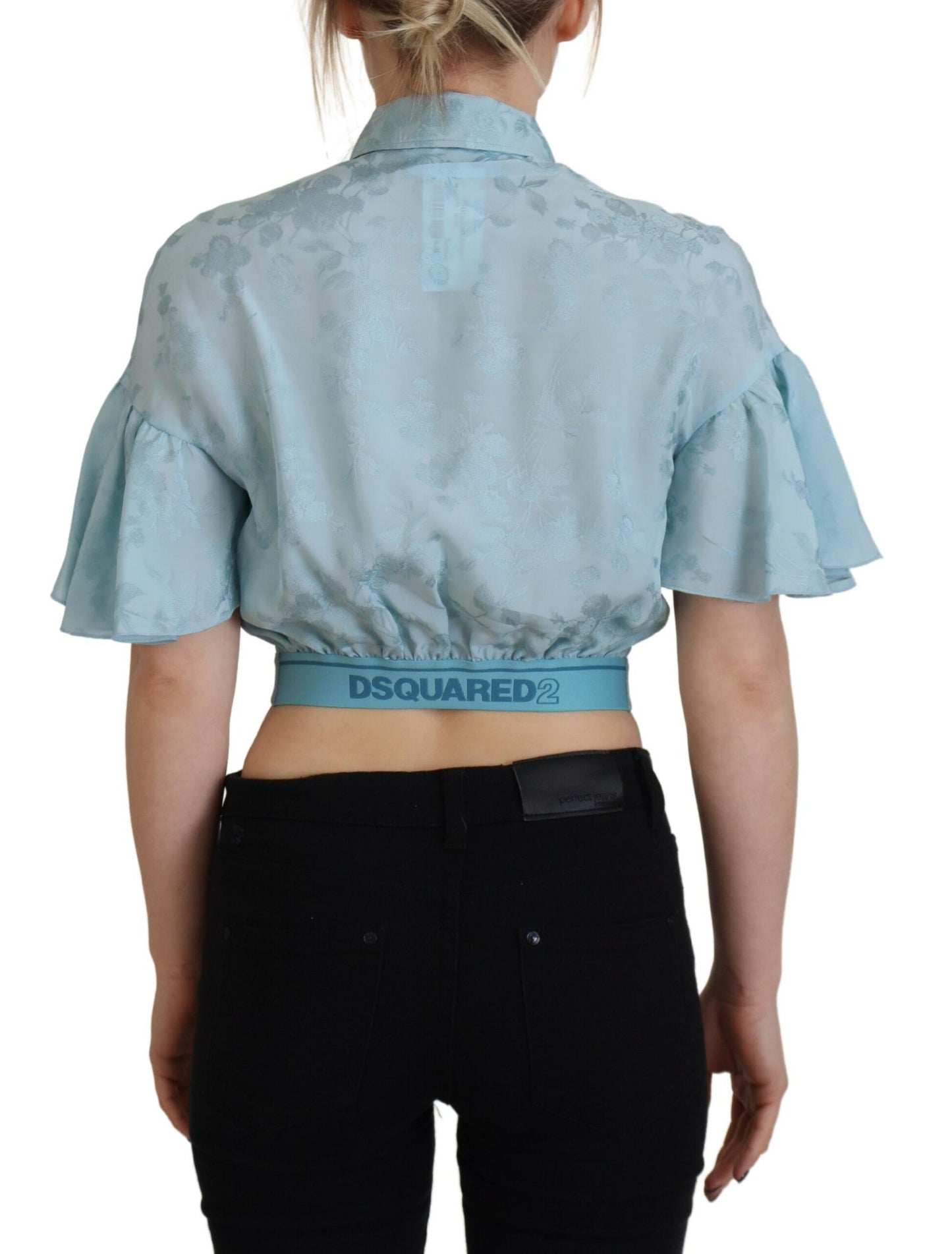 Dsquared² Blå Krageknappad Kortärmad Topp