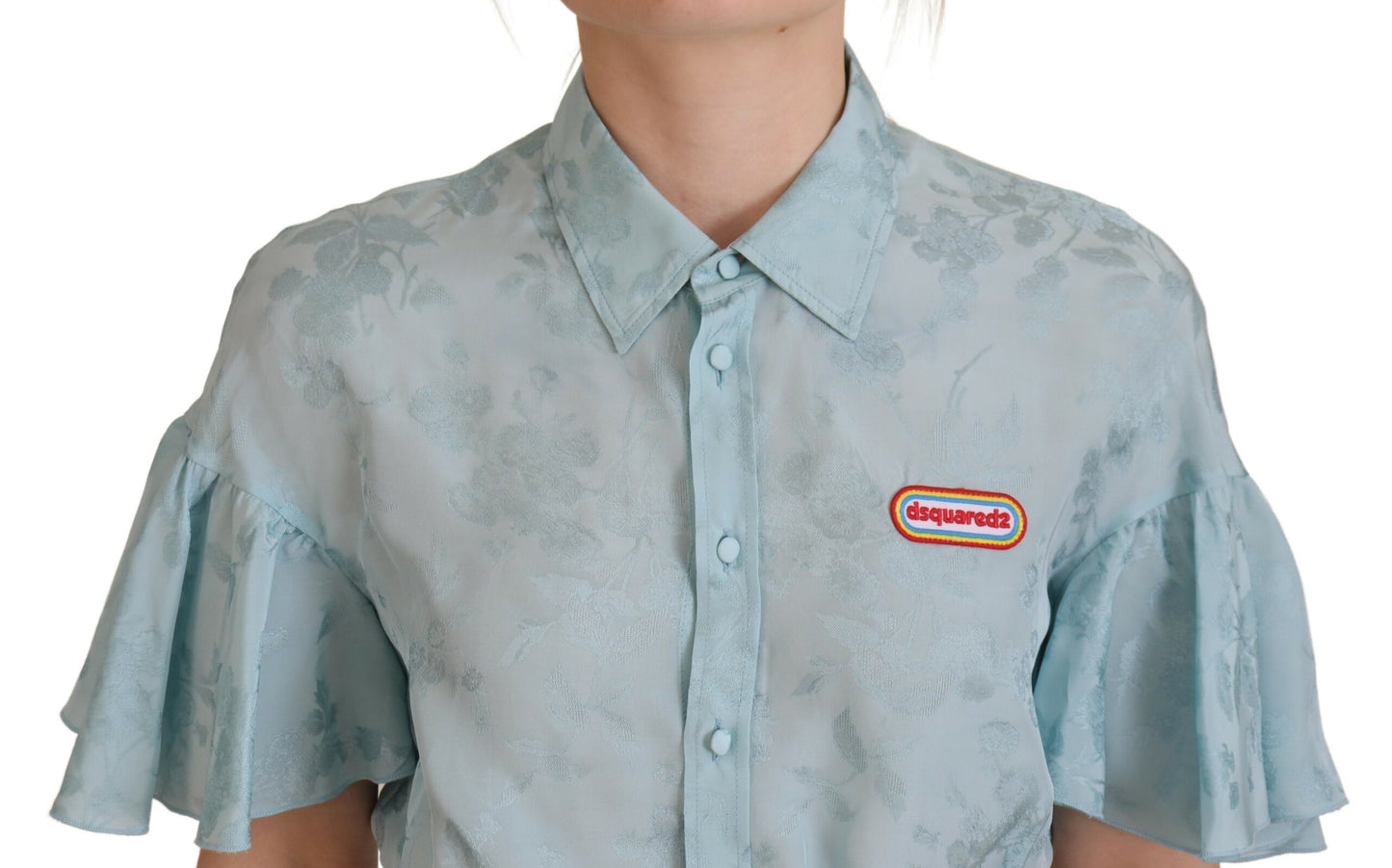 Dsquared² Blå Krageknappad Kortärmad Topp