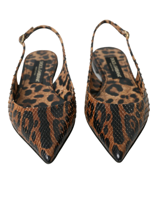 Dolce & Gabbana Brune Leopard Eksotisk Hud Slingback Sko