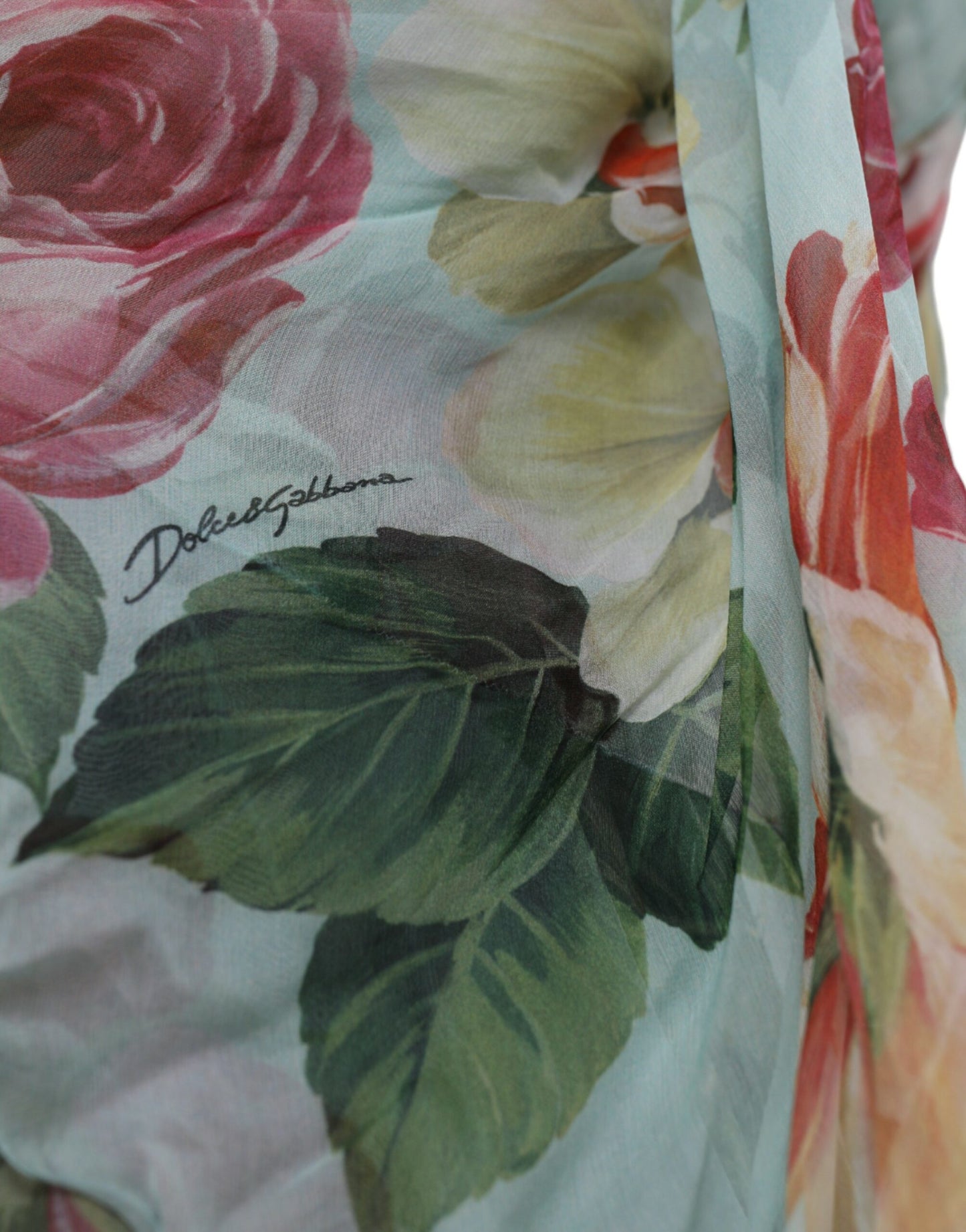 Dolce & Gabbana Blå Blommig Lång Klänning med Flersteg