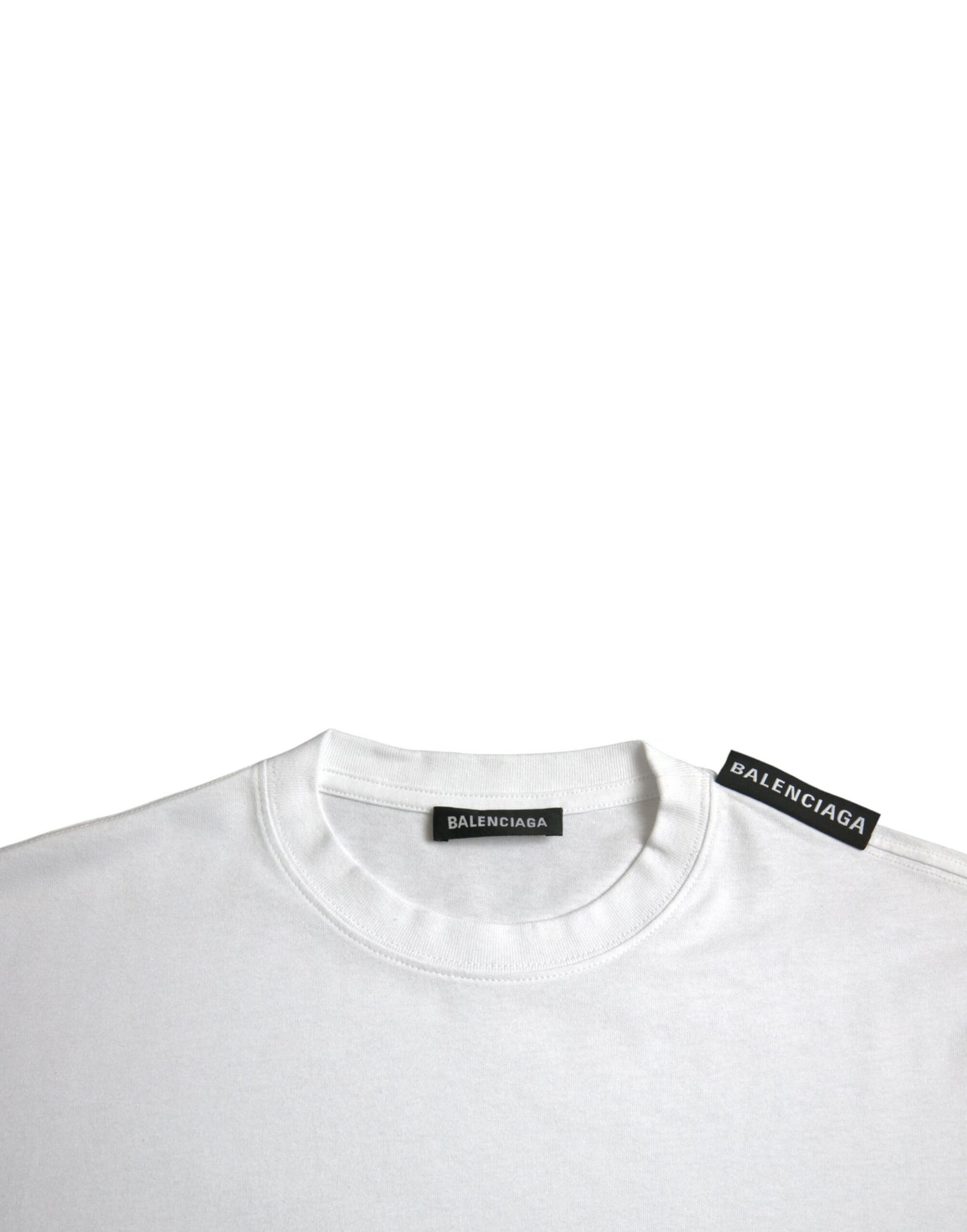 Balenciaga Off White bomullsjersey rund hals t-shirt