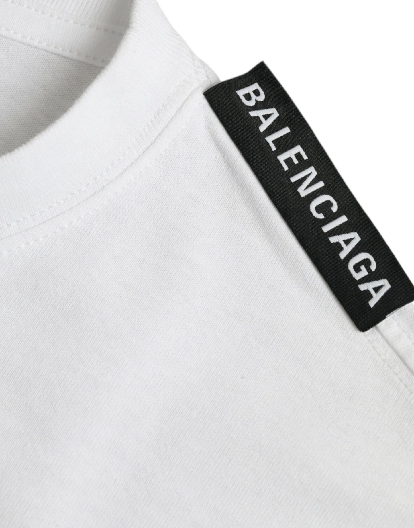 Balenciaga Off White bomullsjersey rund hals t-shirt
