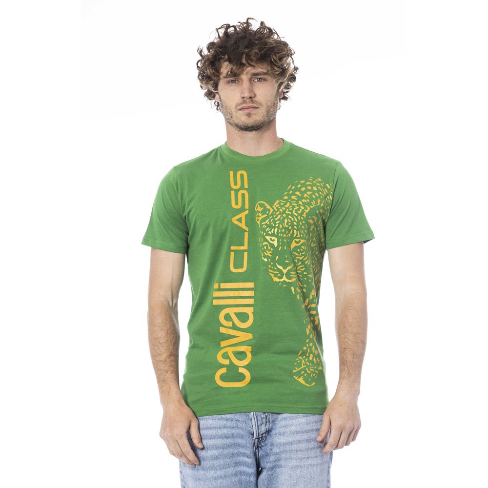 Cavalli Class Grön Bomull Herr T-shirt