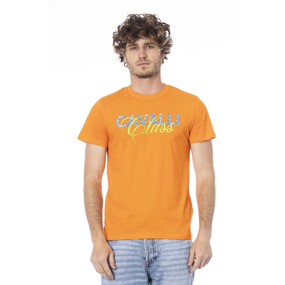 Cavalli Class Orange bomulls-T-shirt för män