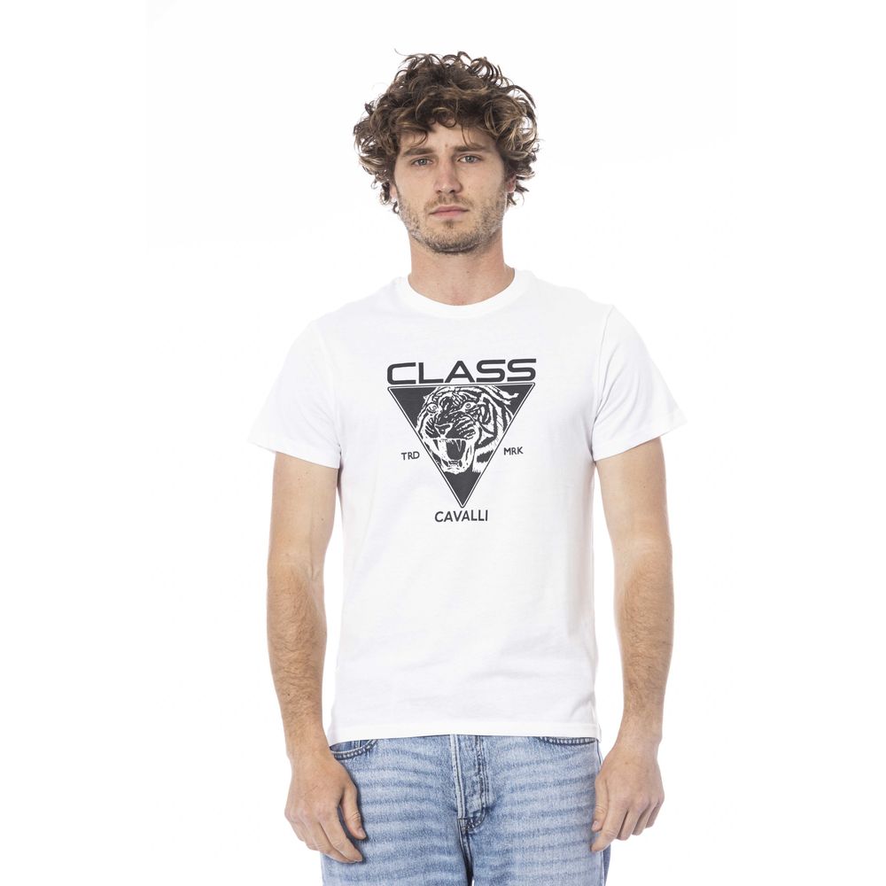 Cavalli Class vit bomulls-T-shirt för män