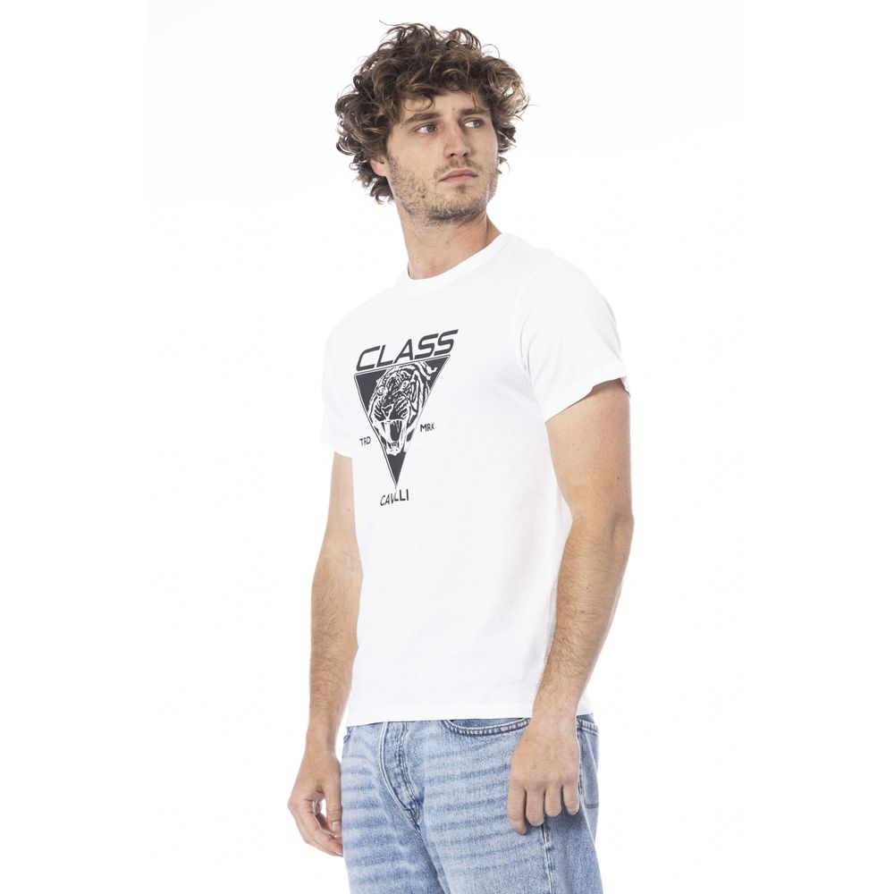 Cavalli Class vit bomulls-T-shirt för män