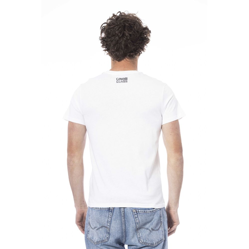 Cavalli Class vit bomulls-T-shirt för män