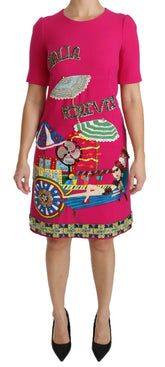 Dolce & Gabbana Pink Italia Forever Crystal Sheath Dress