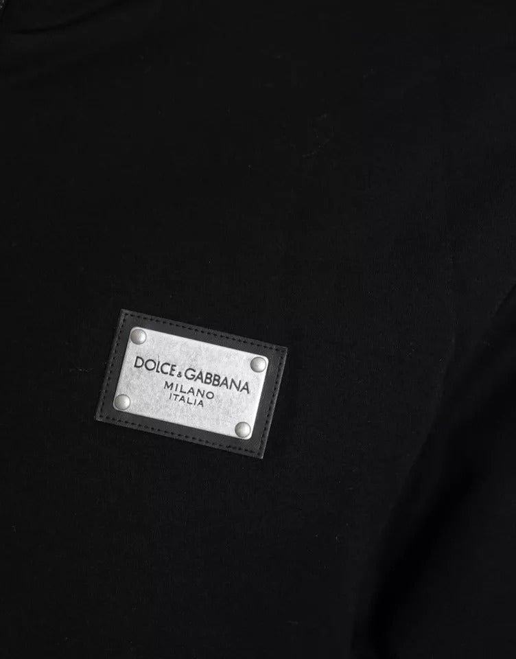 Dolce & Gabbana svart bomullsbomberjacka med huva och logotyp